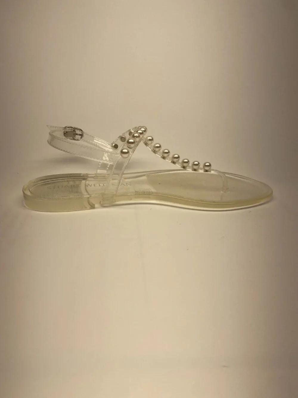 Stuart Weitzman Women's Clear Embellished Thong Sandal Sz 10 B